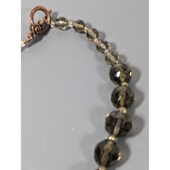 Boho Pink Agate Smokey Faceted Glass Chunky Statement Necklace 25" - Picture 8 of 12